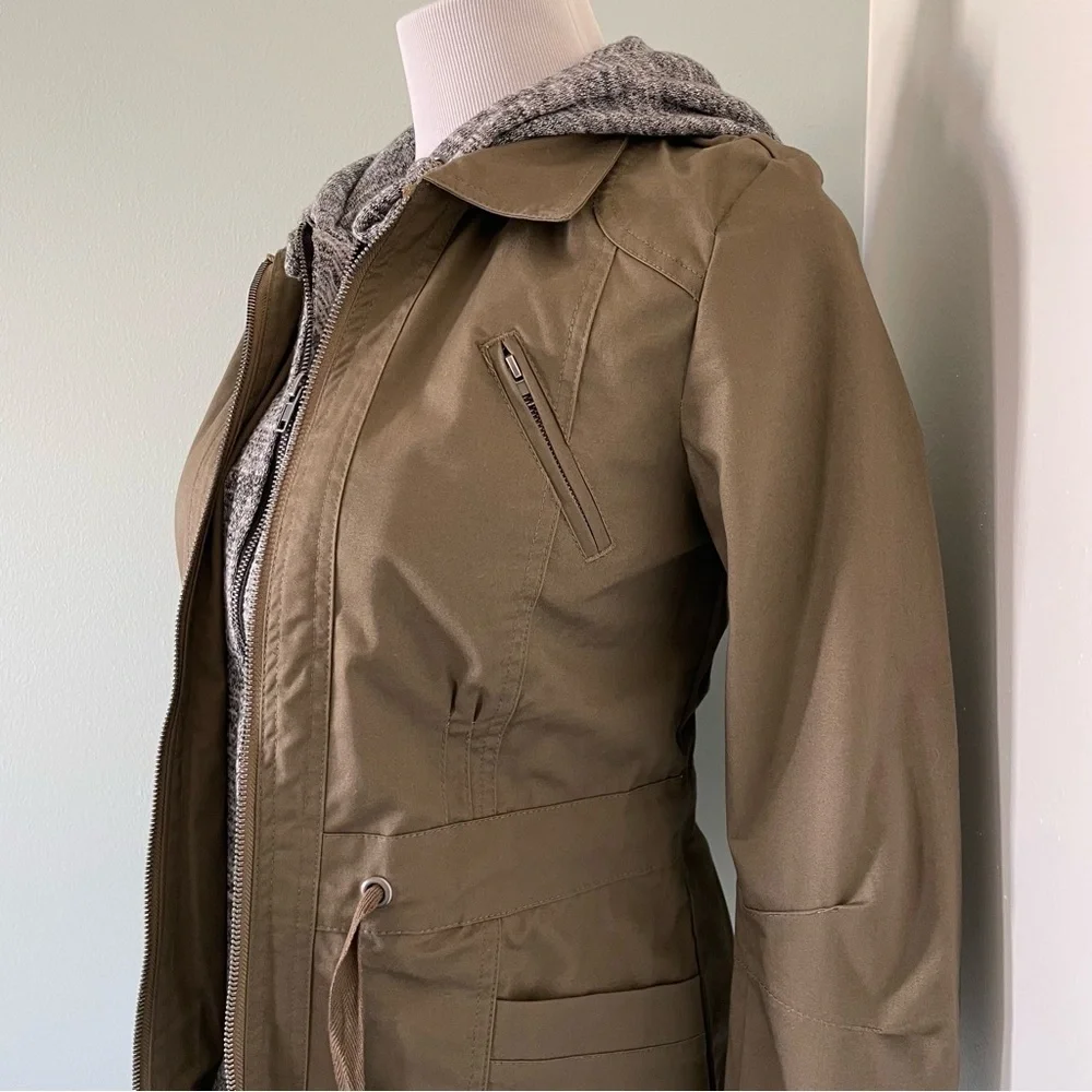 Love Tree Women’s Hooded Double Zip Army Green Utility Jacket Size Small - Picture 6 of 13